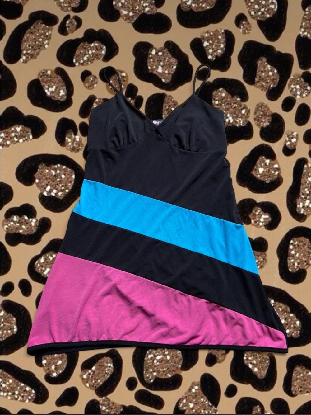 Y2K 2000s VTG Wet Seal Pink, Black, and Blue Going Out Tank Top